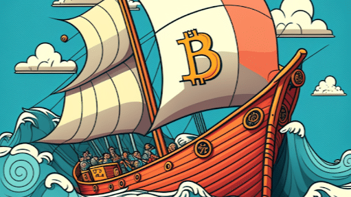 Bitcoin Logo at sea