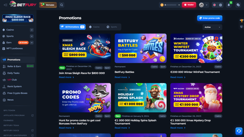 Betfury casino ongoing promotions